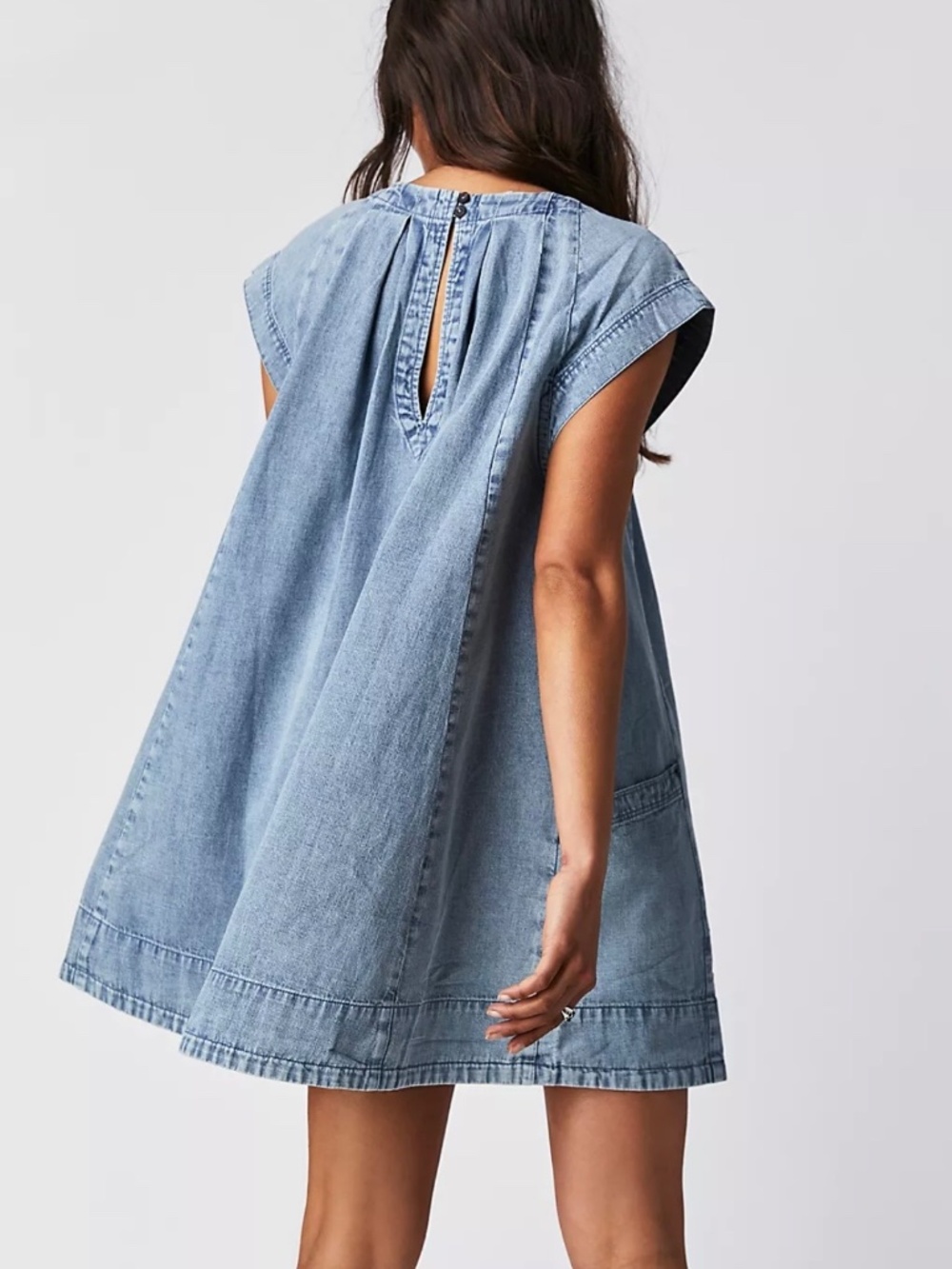 Free People Light Blue Denim Mini Dress - Picture 2 of 6